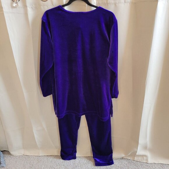 DIane Von Furstenberg Women Top Pants Medium Purple Velvet Paisley Comfort 17340 - Picture 2 of 15